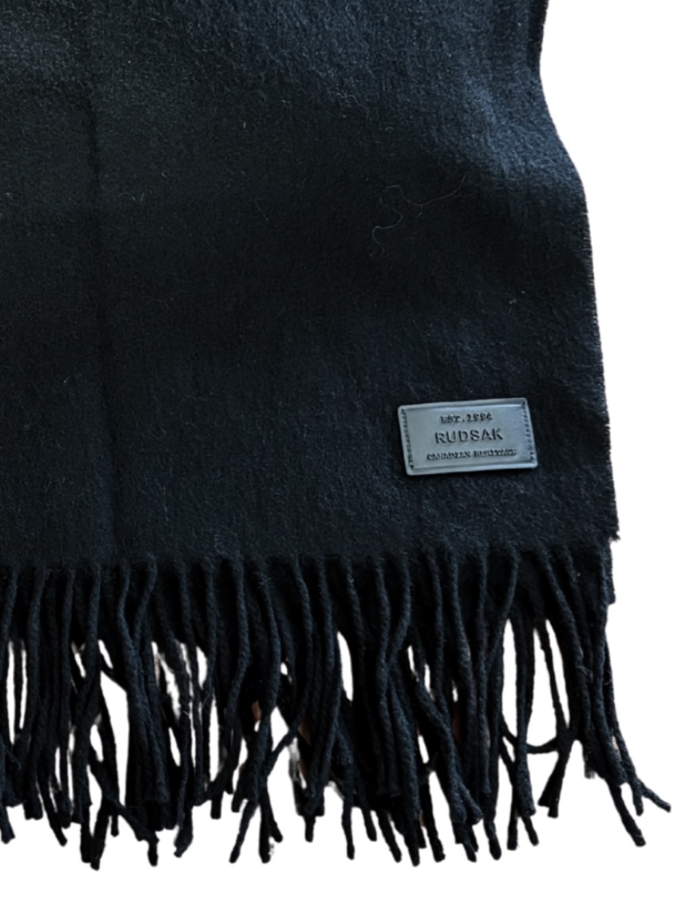 RUDSAK Black 100% Wool Oversized Fringe Scarf